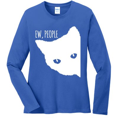 Ew People Cat Cats Meow Kitty Lovers Hate People Gift Meaningful Gift Ladies Long Sleeve Shirt