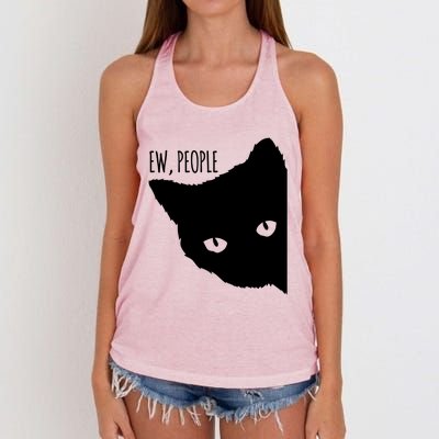 Ew People Cat Cats Meow Kitty Lovers Hate People Gift Meaningful Gift Women's Knotted Racerback Tank