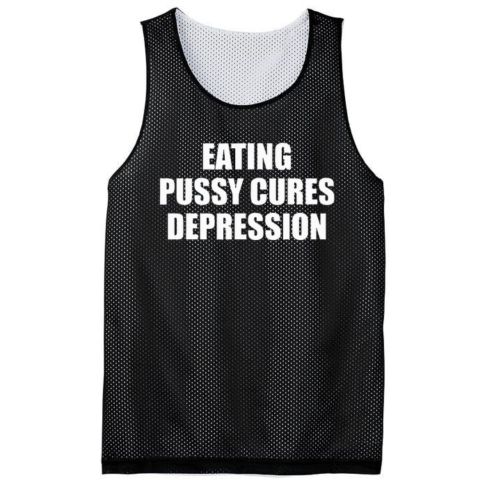 Eating Pussy Cures Depression Funny Adult Joke Mesh Reversible Basketball Jersey Tank