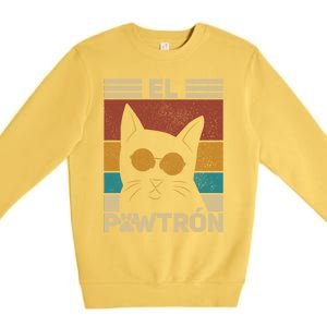 El PawtróN Cat Dad Cat Grandpa Funny Fathers Day Black Cat Great Gift Premium Crewneck Sweatshirt