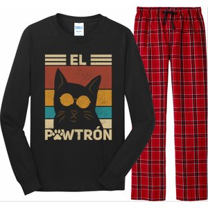 El PawtróN Cat Dad Cat Grandpa Funny Fathers Day Black Cat Great Gift Long Sleeve Pajama Set