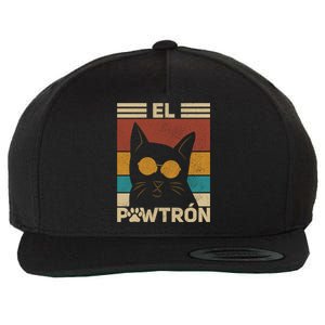 El PawtróN Cat Dad Cat Grandpa Funny Fathers Day Black Cat Great Gift Wool Snapback Cap