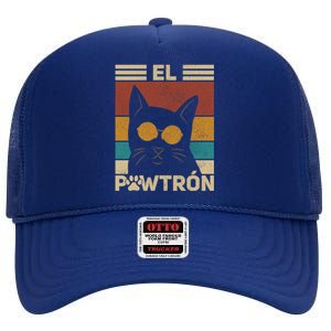 El PawtróN Cat Dad Cat Grandpa Funny Fathers Day Black Cat Great Gift High Crown Mesh Back Trucker Hat