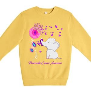 Elephant Pancreatic Cancer Awareness Funny Gift Pancreatic Cancer Gift Premium Crewneck Sweatshirt