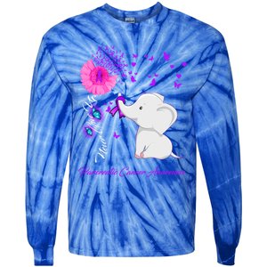 Elephant Pancreatic Cancer Awareness Funny Gift Pancreatic Cancer Gift Tie-Dye Long Sleeve Shirt