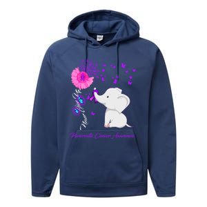 Elephant Pancreatic Cancer Awareness Funny Gift Pancreatic Cancer Gift Performance Fleece Hoodie