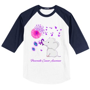 Elephant Pancreatic Cancer Awareness Funny Gift Pancreatic Cancer Gift Baseball Sleeve Shirt