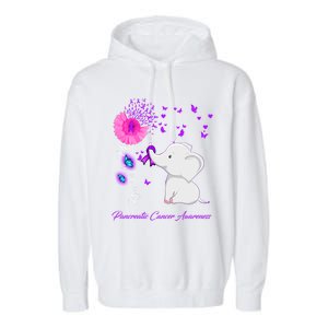 Elephant Pancreatic Cancer Awareness Funny Gift Pancreatic Cancer Gift Garment-Dyed Fleece Hoodie