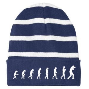 Evolution Photographer | Camera Photography Lovers Striped Beanie with Solid Band