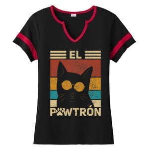 El Pawtrón Cat Dad Cat Grandpa Funny Fathers Day Black Cat Ladies Halftime Notch Neck Tee