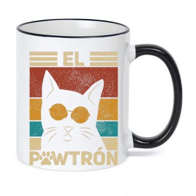 El Pawtrón Cat Dad Cat Grandpa Funny Fathers Day Black Cat 11oz Black Color Changing Mug