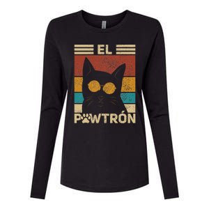 El Pawtrón Cat Dad Cat Grandpa Funny Fathers Day Black Cat Womens Cotton Relaxed Long Sleeve T-Shirt