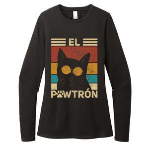 El Pawtrón Cat Dad Cat Grandpa Funny Fathers Day Black Cat Womens CVC Long Sleeve Shirt