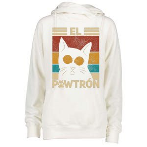 El Pawtrón Cat Dad Cat Grandpa Funny Fathers Day Black Cat Womens Funnel Neck Pullover Hood