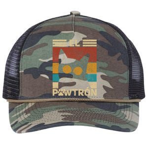 El Pawtrón Cat Dad Cat Grandpa Funny Fathers Day Black Cat Retro Rope Trucker Hat Cap