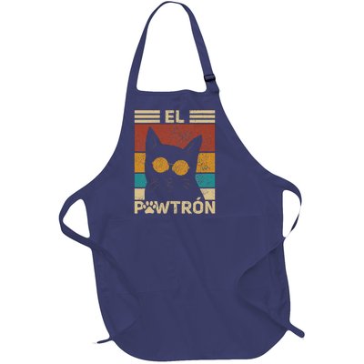 El Pawtrón Cat Dad Cat Grandpa Funny Fathers Day Black Cat Full-Length Apron With Pockets