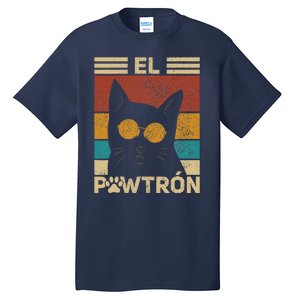 El Pawtrón Cat Dad Cat Grandpa Funny Fathers Day Black Cat Tall T-Shirt