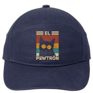 El Pawtrón Cat Dad Cat Grandpa Funny Fathers Day Black Cat 7-Panel Snapback Hat