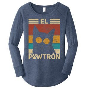 El Pawtrón Cat Dad Cat Grandpa Funny Fathers Day Black Cat Women's Perfect Tri Tunic Long Sleeve Shirt