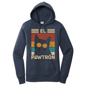 El Pawtrón Cat Dad Cat Grandpa Funny Fathers Day Black Cat Women's Pullover Hoodie