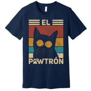 El Pawtrón Cat Dad Cat Grandpa Funny Fathers Day Black Cat Premium T-Shirt