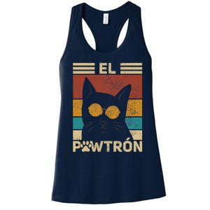 El Pawtrón Cat Dad Cat Grandpa Funny Fathers Day Black Cat Women's Racerback Tank