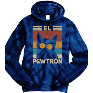 El Pawtrón Cat Dad Cat Grandpa Funny Fathers Day Black Cat Tie Dye Hoodie