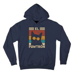 El Pawtrón Cat Dad Cat Grandpa Funny Fathers Day Black Cat Tall Hoodie