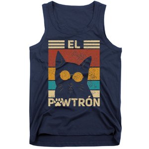 El Pawtrón Cat Dad Cat Grandpa Funny Fathers Day Black Cat Tank Top