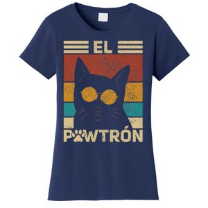 El Pawtrón Cat Dad Cat Grandpa Funny Fathers Day Black Cat Women's T-Shirt