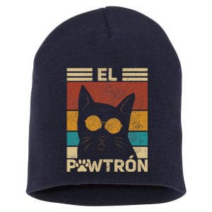 El Pawtrón Cat Dad Cat Grandpa Funny Fathers Day Black Cat Short Acrylic Beanie