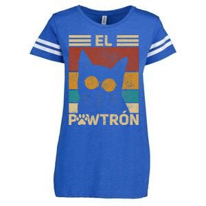 El Pawtrón Cat Dad Cat Grandpa Funny Fathers Day Black Cat Enza Ladies Jersey Football T-Shirt