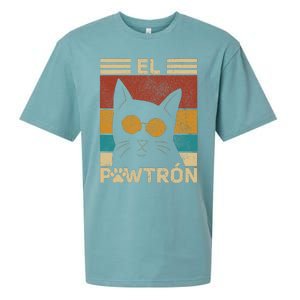 El Pawtrón Cat Dad Cat Grandpa Funny Fathers Day Black Cat Sueded Cloud Jersey T-Shirt