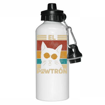 El Pawtrón Cat Dad Cat Grandpa Funny Fathers Day Black Cat Aluminum Water Bottle 