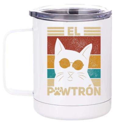 El Pawtrón Cat Dad Cat Grandpa Funny Fathers Day Black Cat 12 oz Stainless Steel Tumbler Cup