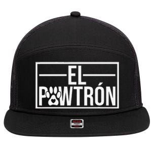 El Pawtrón Cat Dad Cat Grandpa Funny Fathers Day Cat Lover 7 Panel Mesh Trucker Snapback Hat