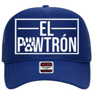 El Pawtrón Cat Dad Cat Grandpa Funny Fathers Day Cat Lover High Crown Mesh Back Trucker Hat