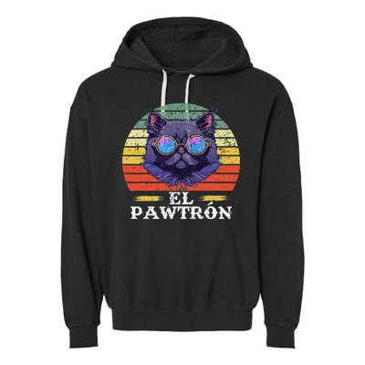El Pawtrón Cat Dad Grandpa Daddy Cat Fathers Day Garment-Dyed Fleece Hoodie