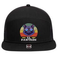 El Pawtrón Cat Dad Grandpa Daddy Cat Fathers Day 7 Panel Mesh Trucker Snapback Hat