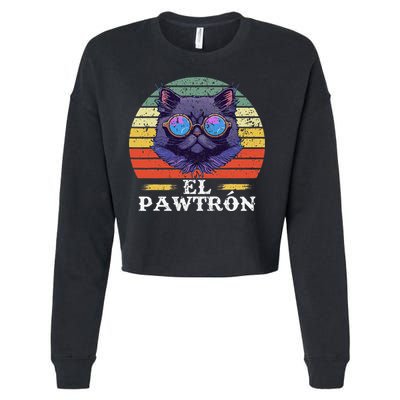 El Pawtrón Cat Dad Grandpa Daddy Cat Fathers Day Cropped Pullover Crew