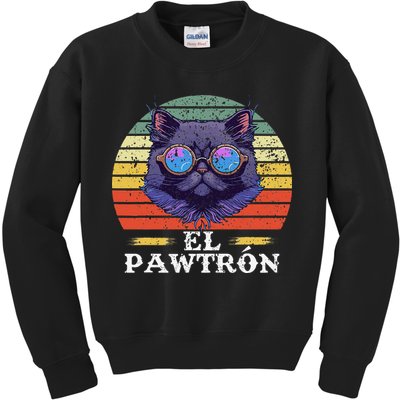 El Pawtrón Cat Dad Grandpa Daddy Cat Fathers Day Kids Sweatshirt