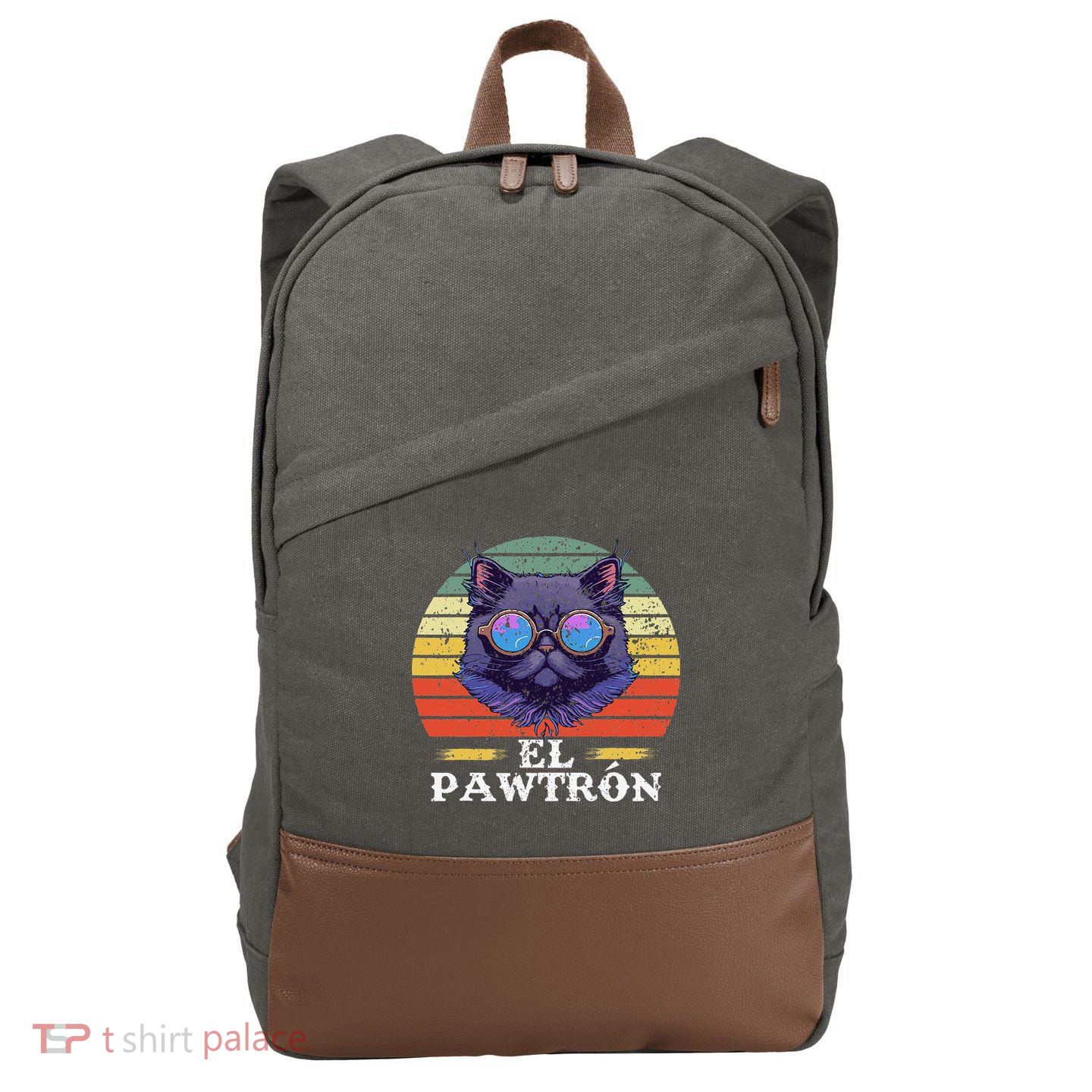 El Pawtrón Cat Dad Grandpa Daddy Cat Fathers Day Cotton Canvas Backpack