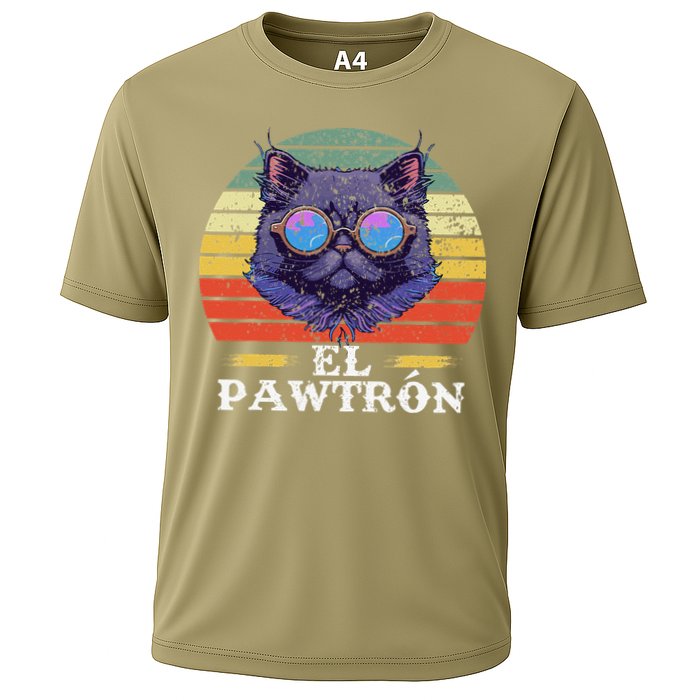 El Pawtrón Cat Dad Grandpa Daddy Cat Fathers Day Cooling Performance Crew T-Shirt