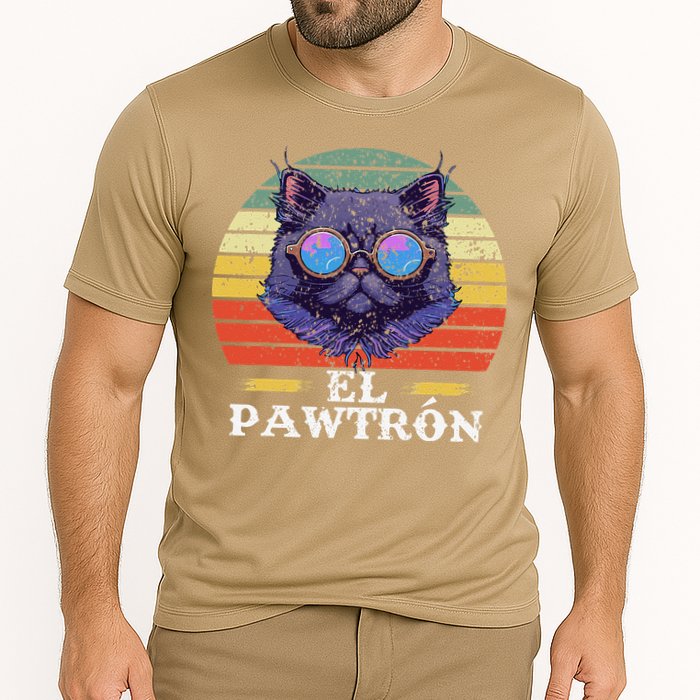 El Pawtrón Cat Dad Grandpa Daddy Cat Fathers Day Cooling Performance Crew T-Shirt