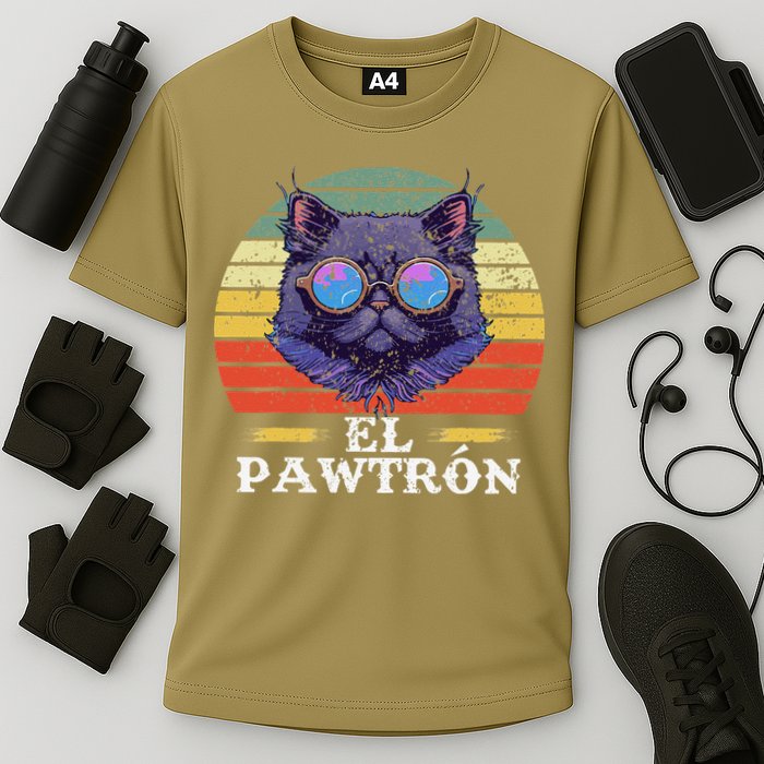El Pawtrón Cat Dad Grandpa Daddy Cat Fathers Day Cooling Performance Crew T-Shirt
