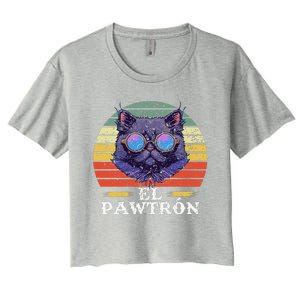 El Pawtrón Cat Dad Grandpa Daddy Cat Fathers Day Women's Crop Top Tee