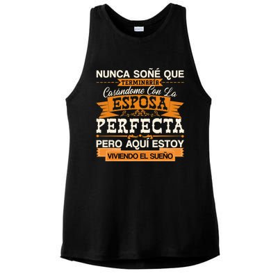 Esposa Perfecta Camiseta para Esposo Para Aniversario Ladies PosiCharge Tri-Blend Wicking Tank