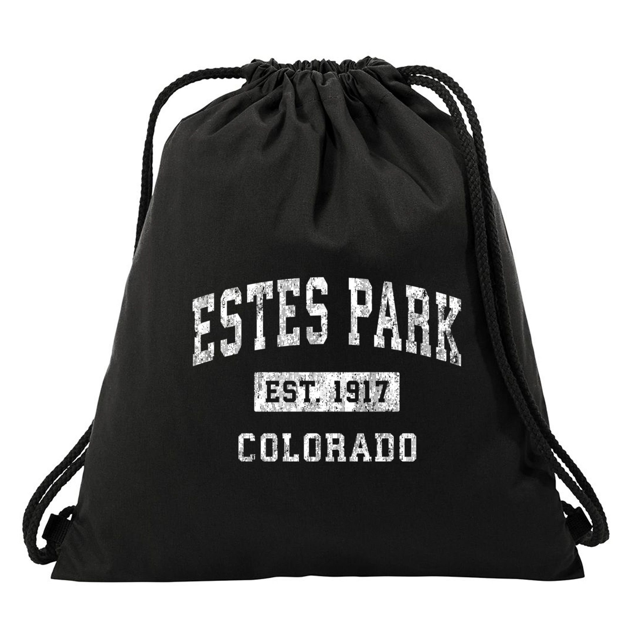 Estes Park Colorado Co Vintage Sports Design Established Drawstring Bag