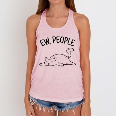 Ew People Cat Cats Meow Kitty Lovers Hate People Gift Women's Knotted Racerback Tank