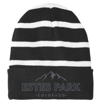 Estes Park Colorado Retro Mountain Ski Souvenir Striped Beanie with Solid Band